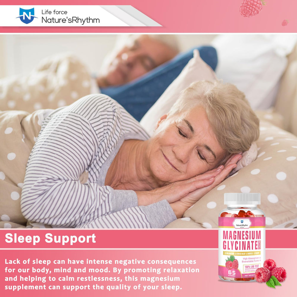 Supplement facts label for Nature's Rhythm Magnesium Gummies