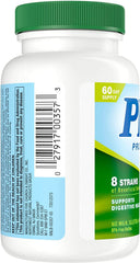 Bottle label close-up showing ingredients and probiotic strains