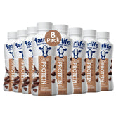 Nutrition PIan chocolate high protein milk shake pack-shot shows convenient 30g protein per serving.
