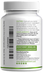 Nutritional facts panel for the supplement