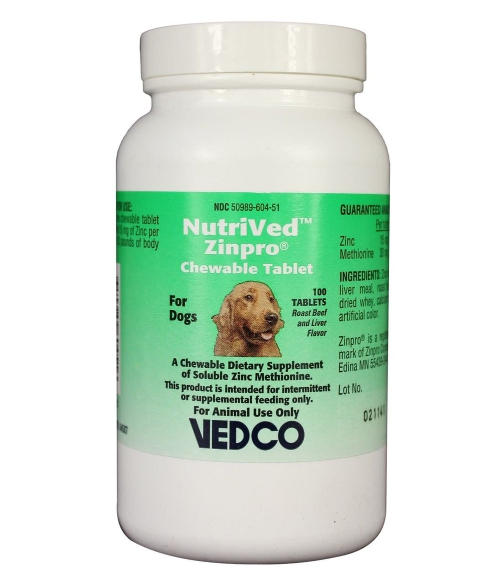 NutriVed ZinPro Chewable Tablets for Dogs - 100 count bottle
