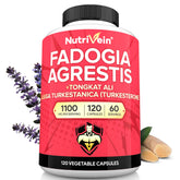 Nutrivein Fadogia Agrestis, Tongkat Ali, and Turkesterone 1100 mg per 120-caps bottle