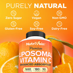 Vitamin C capsules with liposomal delivery visualization