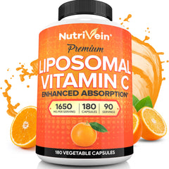 Nutrivein liposomal vitamin C 1650mg bottle front for daily wellness support.