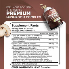 Close-up of Nutrivein mushroom capsules
