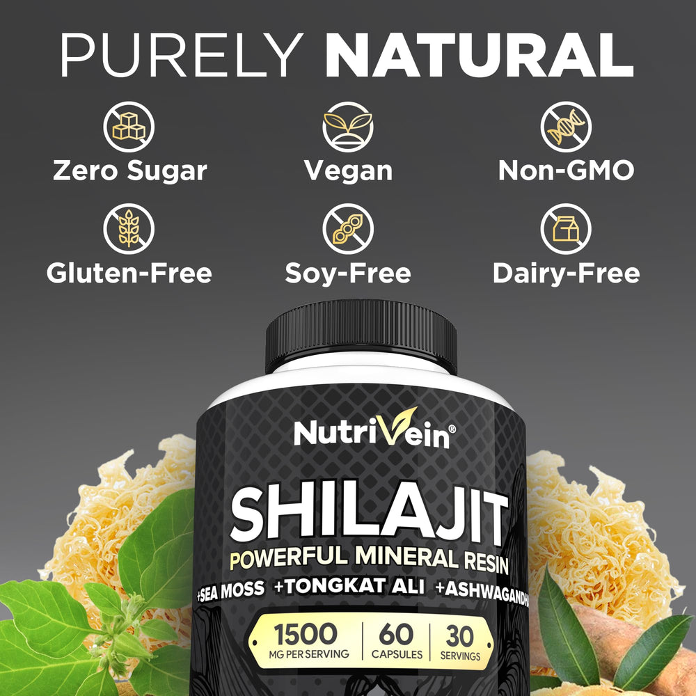 Nutrivein Shilajit resin jar closeup reveals mineral-rich resin profile.