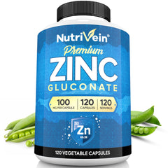 Nutrivein Zinc Gluconate 100mg bottle with 120 capsules