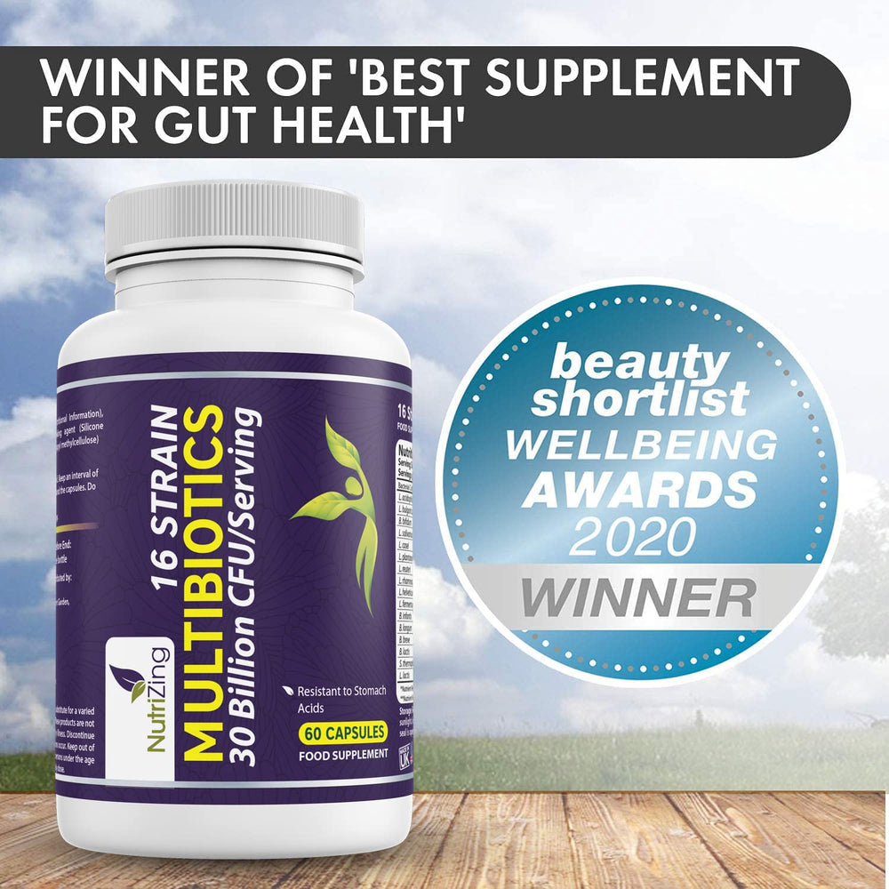 NutriZing probiotic bottle in travel-friendly packaging
