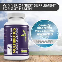 NutriZing probiotic bottle in travel-friendly packaging