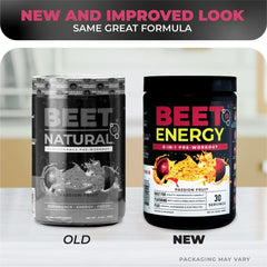 Nutrology Beet Energy O2 label closeup emphasizes clean ingredients and no artificial additives