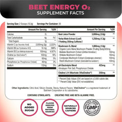 Nutrology Beet Energy O2 tub back reveals vegan pre-workout formula for focus and endurance