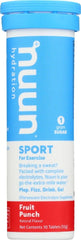 Nuun Active Fruit Punch electrolyte tablets dissolving in a glass of water