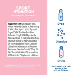 Close-up of Nuun Active Strawberry Lemonade tablet dissolving in water