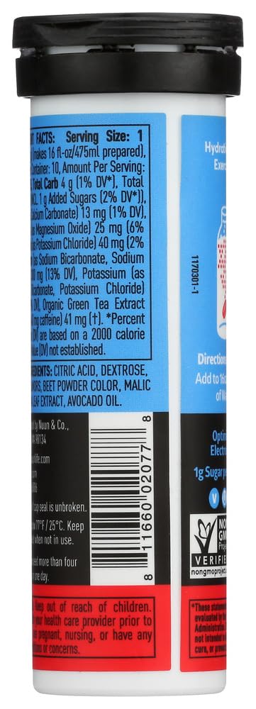 Nuun Energy Cherry Limeade dissolving tablet tube showing individual servings.