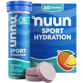 Nuun Sport Tropical Electrolyte Drink Tablets – 10 Count, Pack of 4