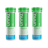 Nuun Vitamins Blueberry Pomegranate hydration supplement packaging showing 3 tubes