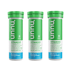 Nuun Vitamins Blueberry Pomegranate packaging for convenient on-the-go hydration.