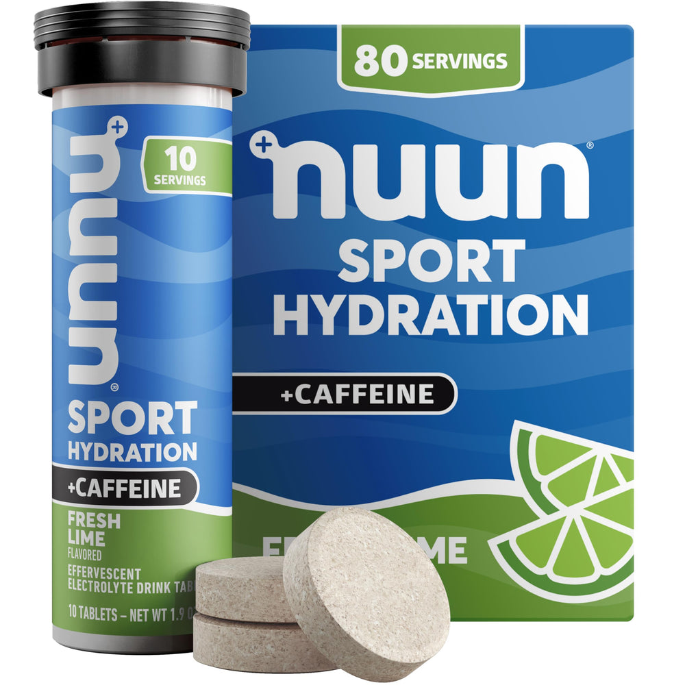 Nuun Sport Electrolyte Tablets with Caffeine Fresh Lime flavor - 8-pack tubes, 80 servings