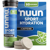 Nuun Sport Electrolyte Tablets with Caffeine Fresh Lime flavor - 8-pack tubes, 80 servings