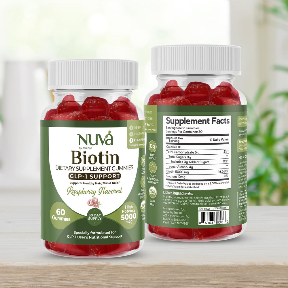 NuVa Biotin Gummies Raspberry serving size and directions