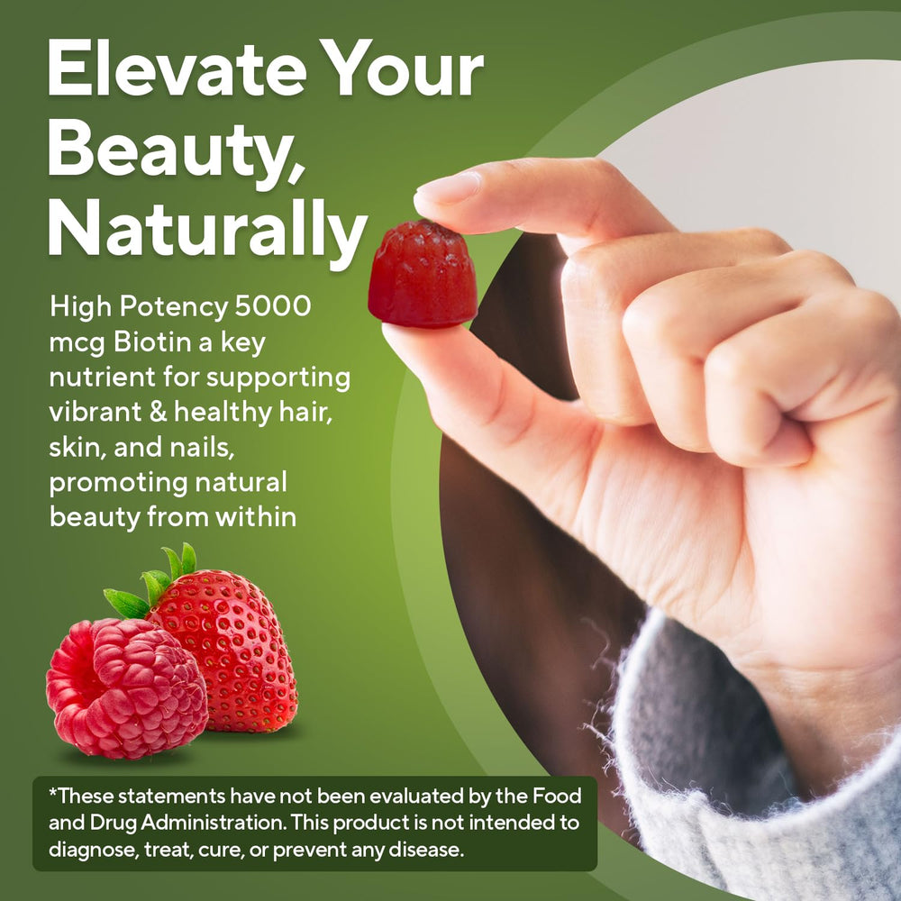 Vegan-certified NuVa Biotin Gummies Raspberry