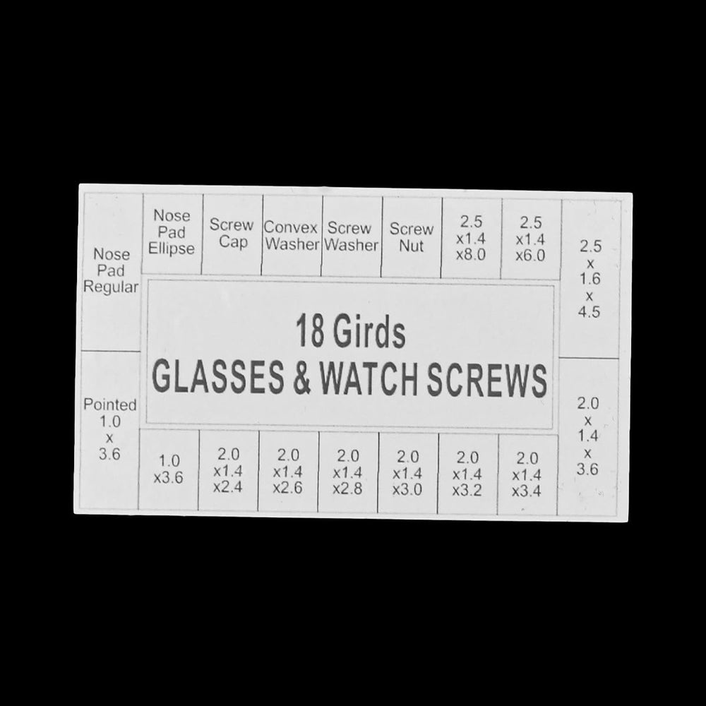 Screws suitable for eyeglasses sunglasses watches and small devices