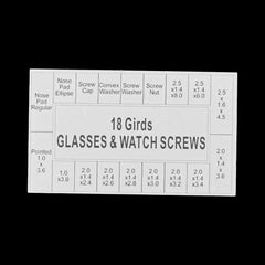 Screws suitable for eyeglasses sunglasses watches and small devices