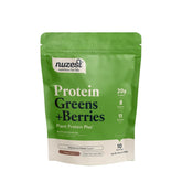 Front view of Nuzest Protein Greens + Berries Cocoa 300g pouch