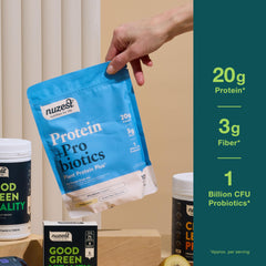Plant-based protein blend with probiotics illustration