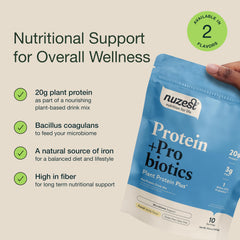 Pouring French Vanilla protein powder into a glass