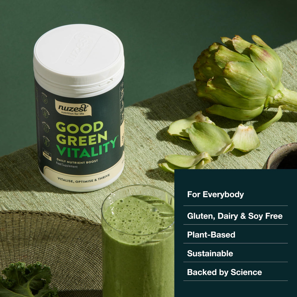 Packaging of Nuzest Greens Powder Good Green Vitality 300g