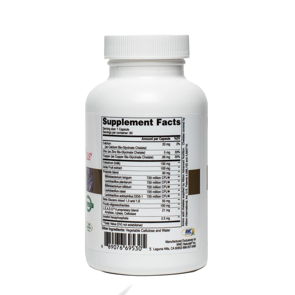Ingredients highlight featuring IP6, Zinc, Colostrum and Prebiotics