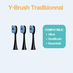 Close-up of soft nylon bristles on a Y-Brush replacement head