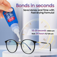 Close-up of Nynelly clear glue for glasses frames