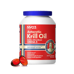 Hero image showing NYO3 Krill Oil 1500mg softgels