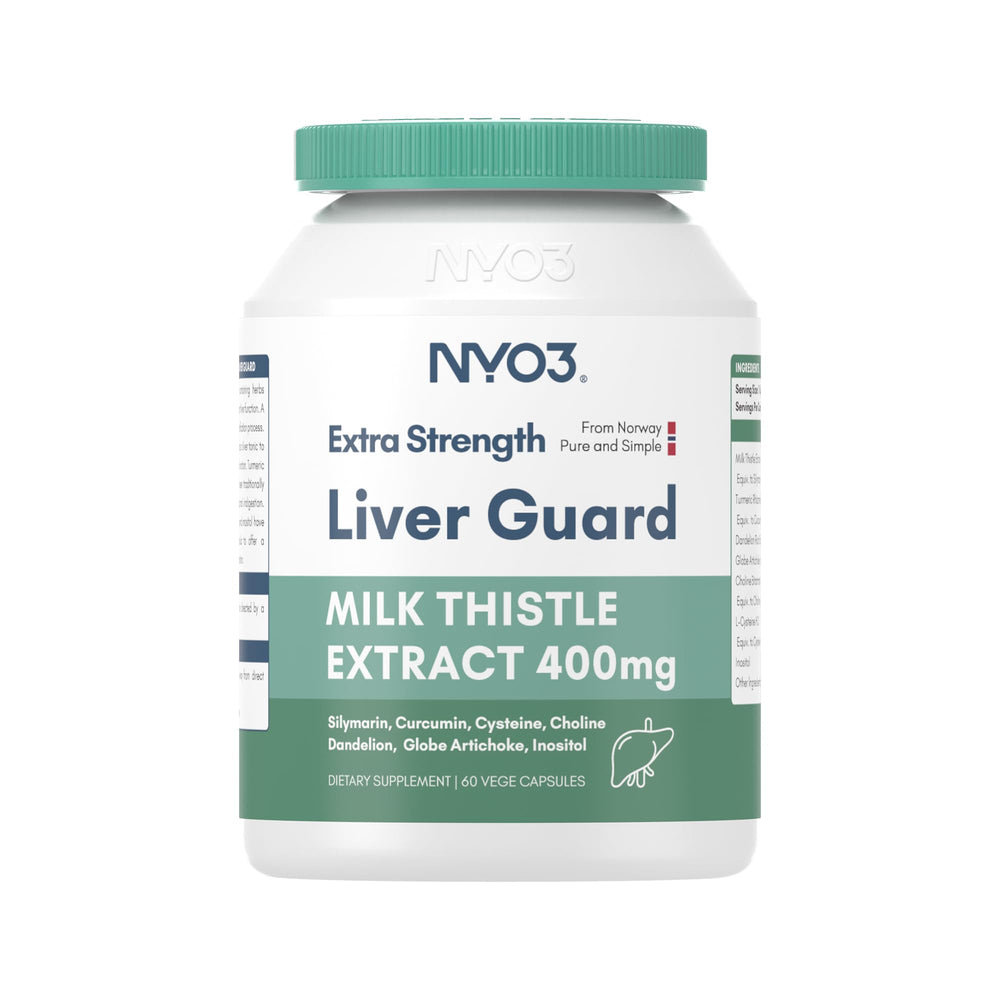 Bottle of NYO3 Milk Thistle Liver Detox 400mg with 60 capsules