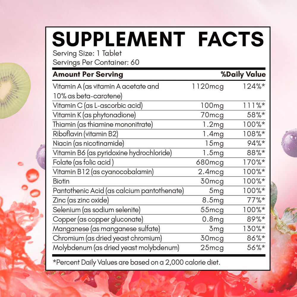 NYO3 Women’s Multivitamin bottle back label with details