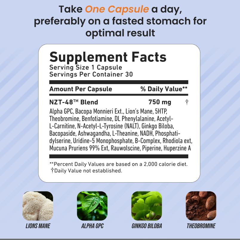 NZT-48 caffeine-free brain support image illustrating calm energy