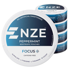 NZE Peppermint Caffeine-Free Nootropic Pouches - front can