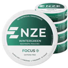 NZE caffeine-free nootropic pouches wintergreen can product image