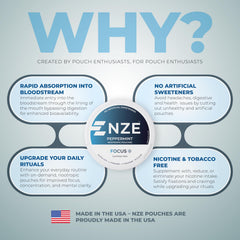 NZE Peppermint nootropic pouches minty flavor visual and packaging.