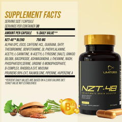 NZT-48 Brain Booster capsules inside bottle