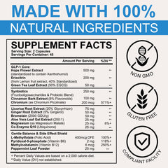 Vegan GLP-1 supplement packaging showing 90 capsules