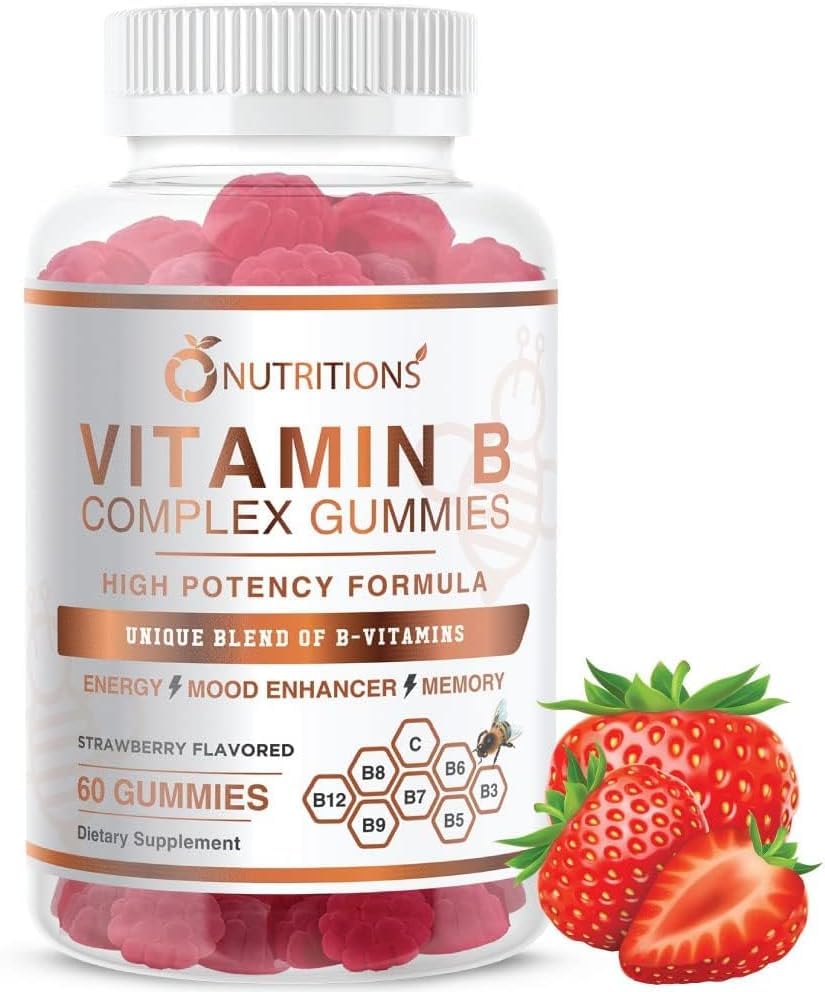 Bottle of O NUTRITIONS Vitamin B Complex Gummies with B12