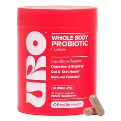 O Positiv URO Women's Probiotic bottle showcases a convenient daily wellness solution for vaginal and gut health.