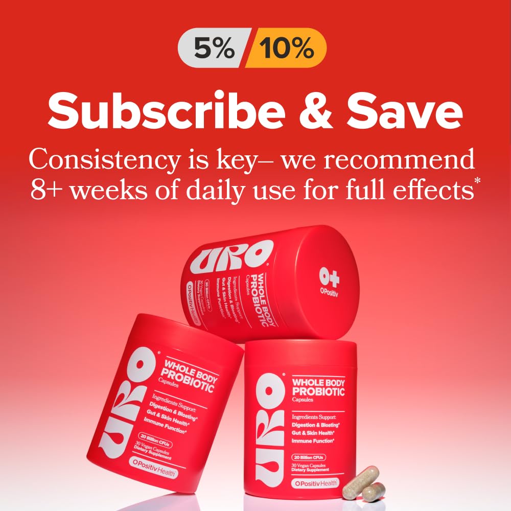 O Positiv URO Women's Probiotic with licorice root and dandelion illustrates natural digestive botanicals aiding comfort.