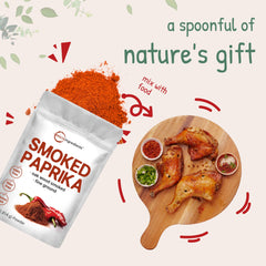 Close-up of fine-ground smoked paprika with oak wood smoke