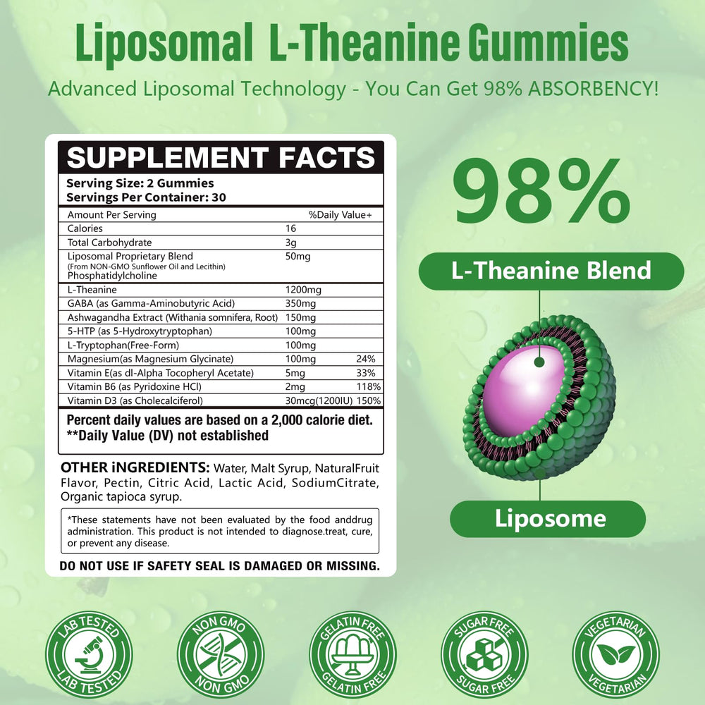 Packaging of Oakevlp Liposomal L-Theanine 1200mg Gummies