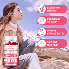 Bottle of Oakevlp liposomal ALA gummies with label