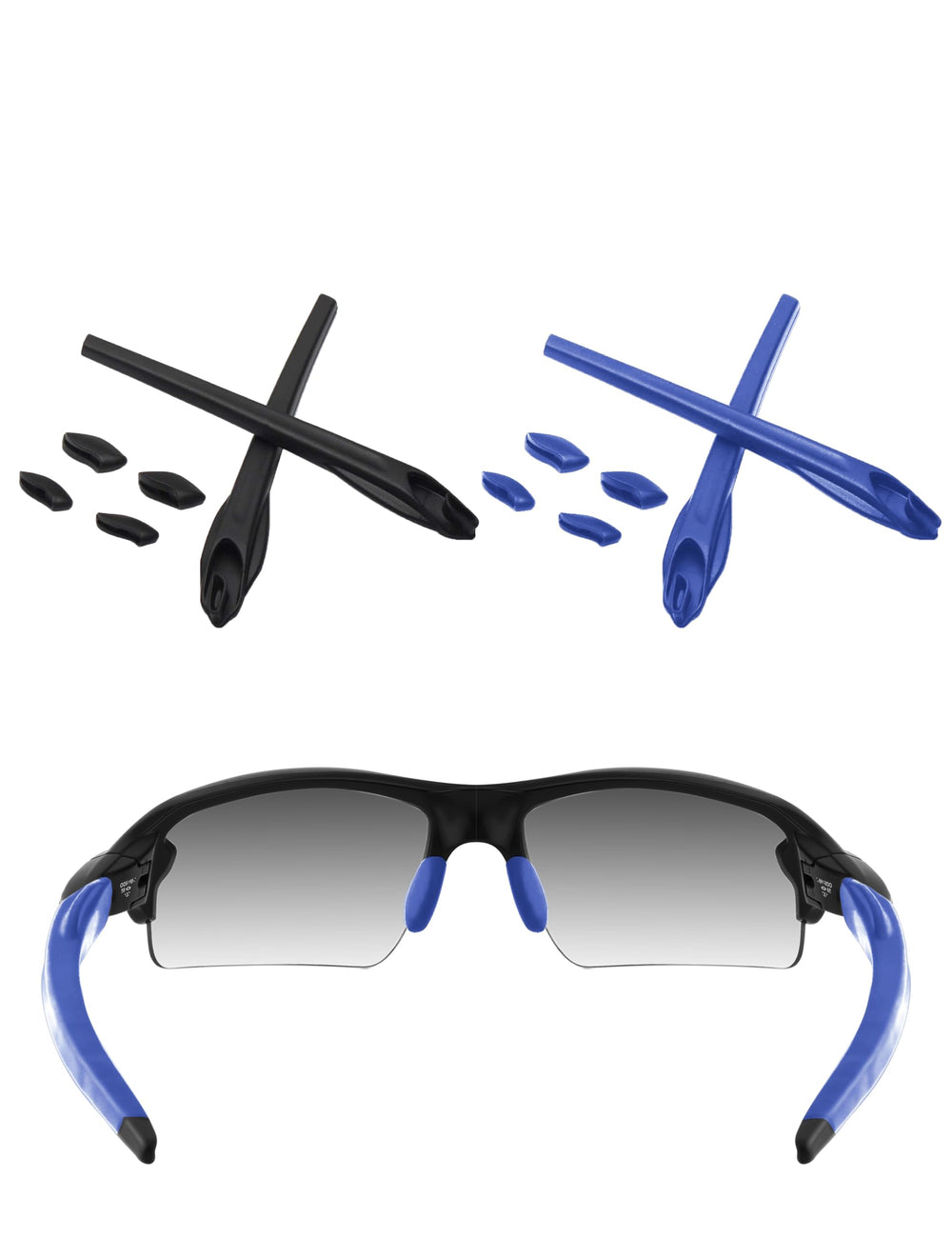 Oakley Flak 2.0 XL rubber kit in black and deep blue – front view
